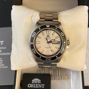 Orient Mako USA II White Dial Automatic Dive Watch with Sapphire Crystal